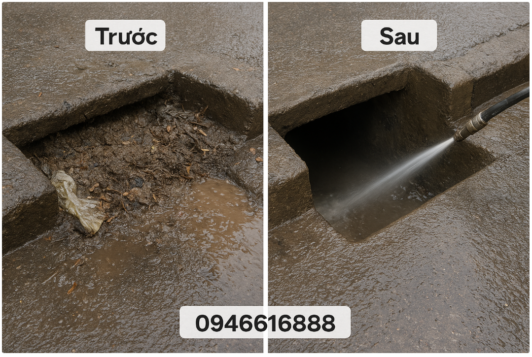 hình ảnh hiệu quả của việc dùng tia nước thông tắc cống tại bắc ninh