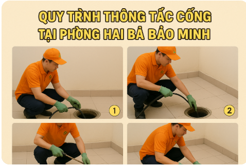 quy trình thông tắc cống của bảo minh