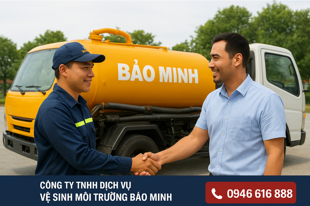 kỹ thuật viên bảo minh bắt tay khách hàng khi kết thúc công việc