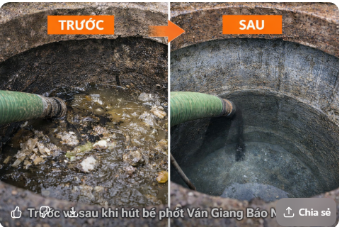 hình ảnh trước và sau khi hút bể phốt