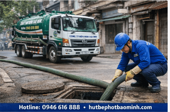 thi công hút bể phốt tại phường kim liên