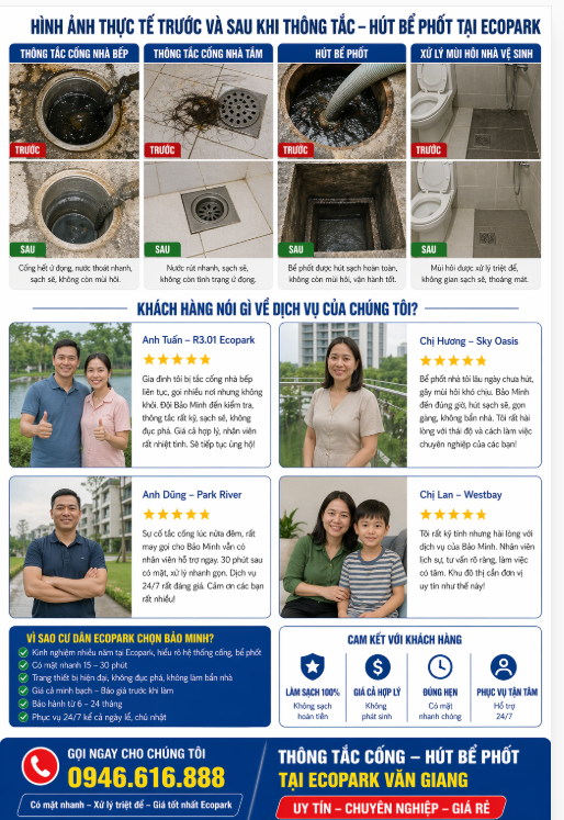 thông tắc cống hút bể phốt tại ecopark