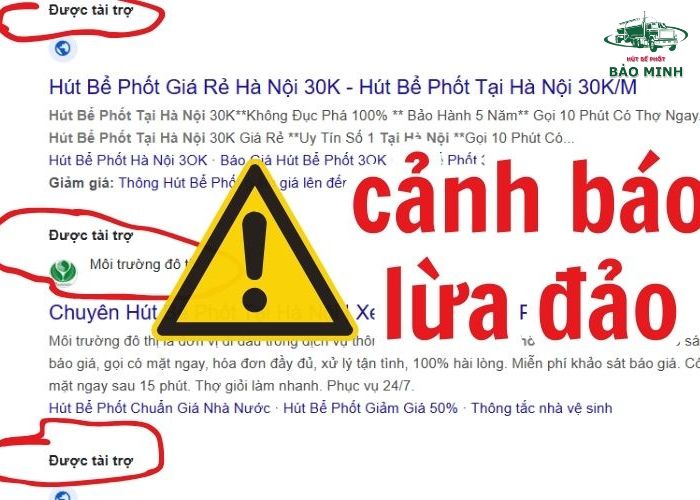 Cảnh báo dịch vụ hút bể phốt lừa đảo