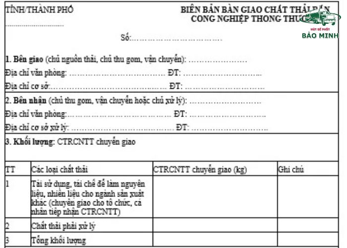 Giấy phép vận chuyển chất thải bể phốt