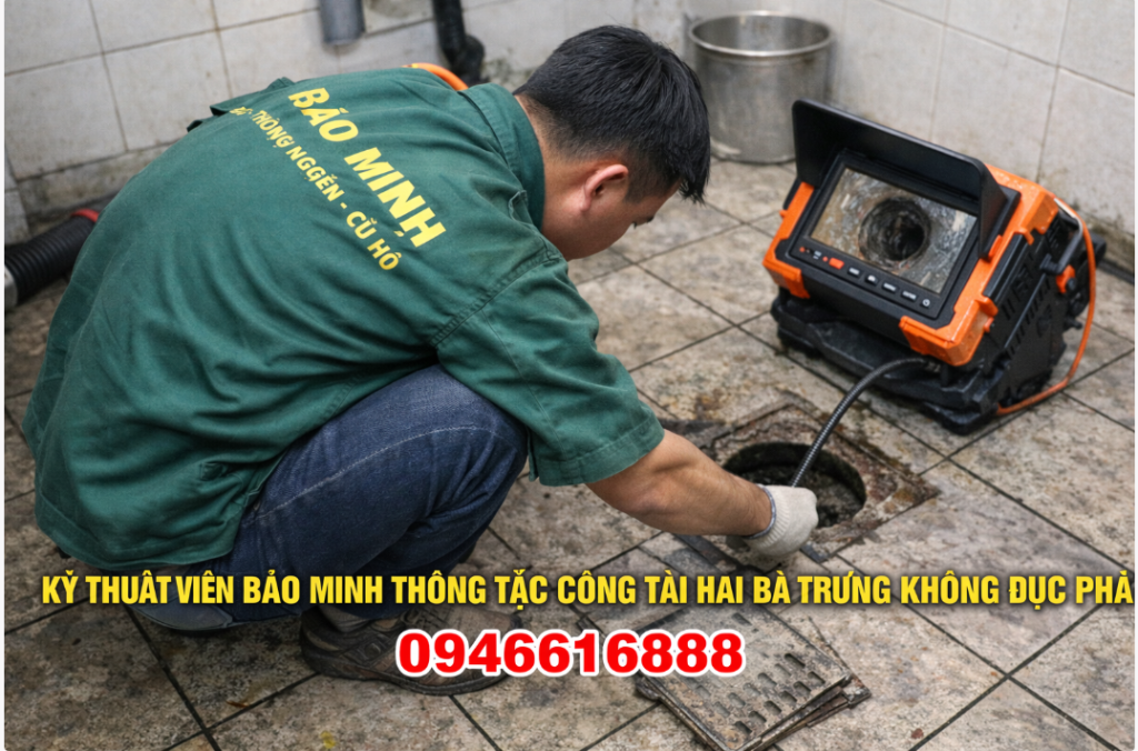 thông tắc cống dùng camera nội soi ống