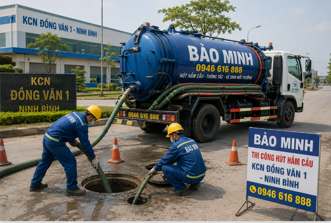 hút hầm cầu tại kcn Đồng Văn 1 NInh Bình