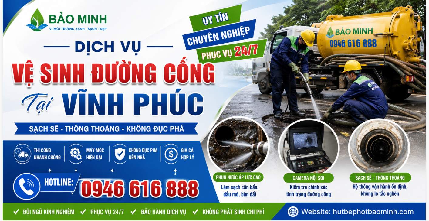 cung cấp dịch vụ vệ sinh dường cống tại vĩnh phúc công nghệ cao