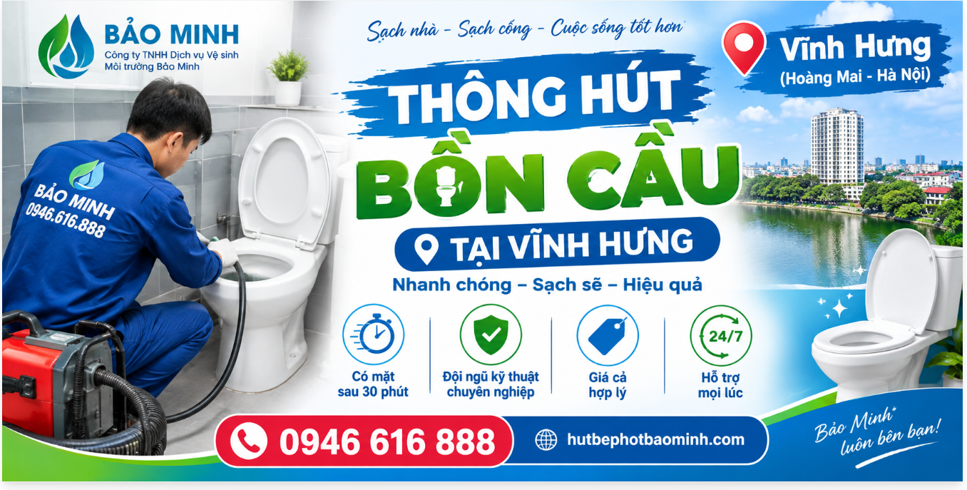 thông hút bồn cầu tại Vĩnh Hưng