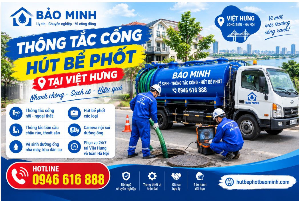 thông tắcx cống hút bể phốt tại Việt Hưng