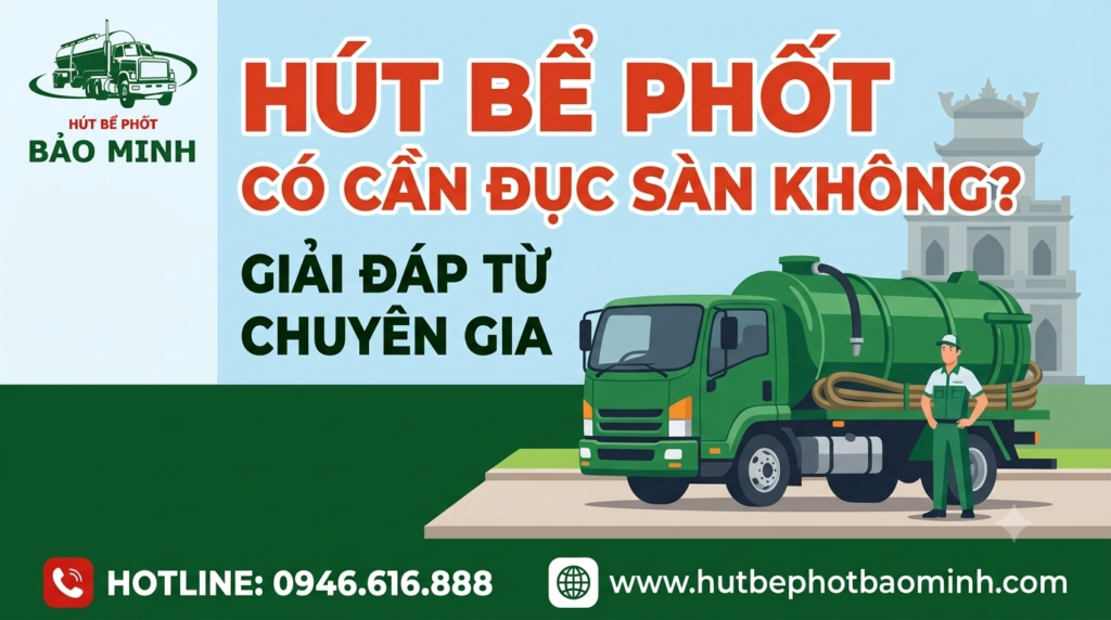 Hút bể phốt có cần đục sàn không