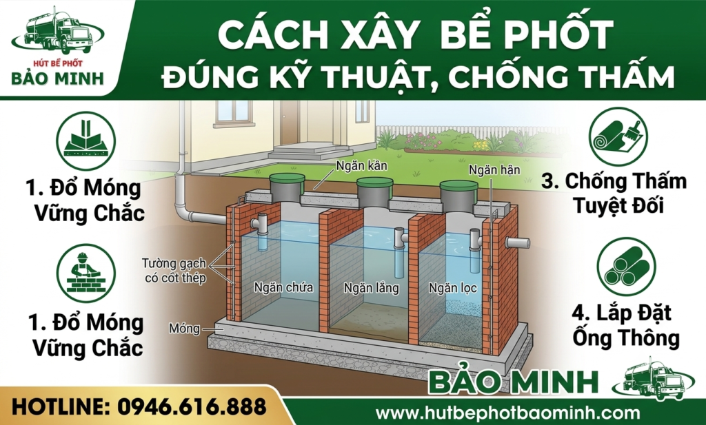 Cách xây bể phốt đúng kỹ thuật