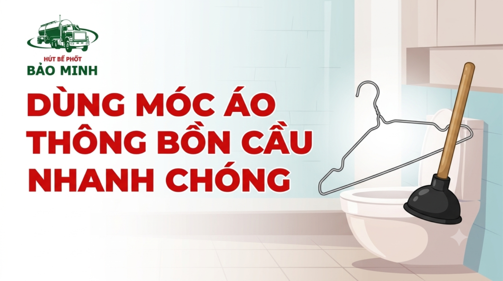Dùng móc áo thông bồn cầu